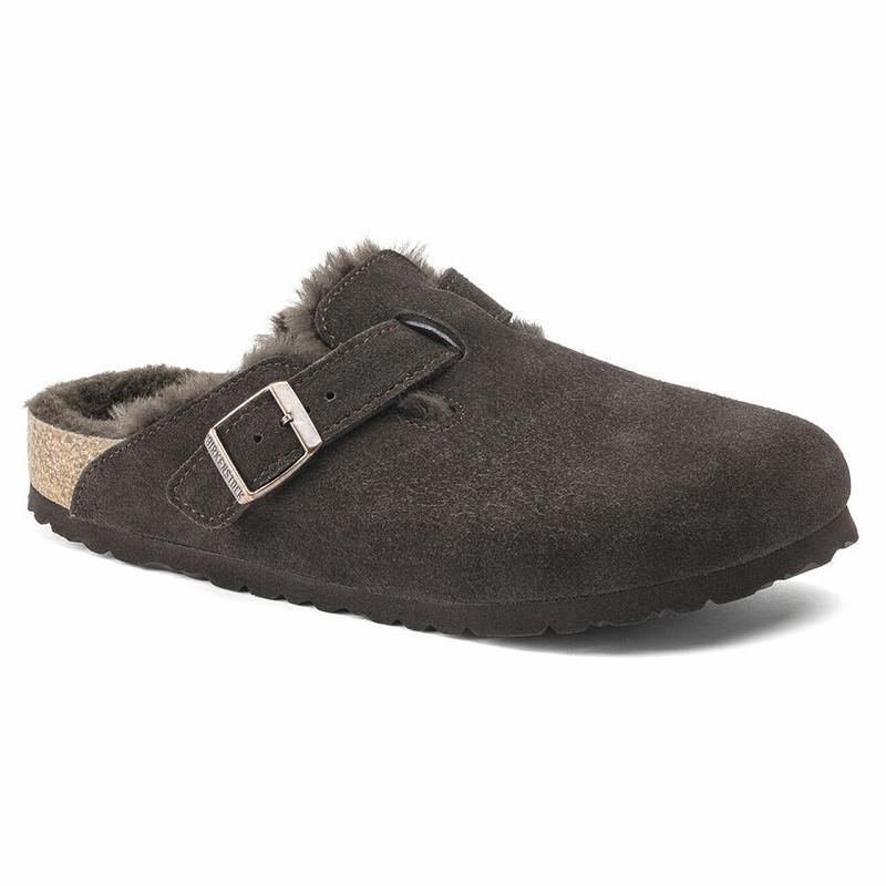 Birkenstock Ruskind Læder Boston Dame Kaffe | DK 323WNB